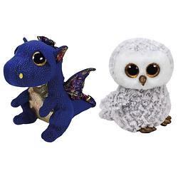 Foto van Ty - knuffel - beanie buddy - saffire dragon & owlette owl