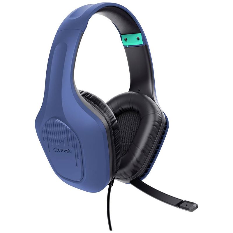 Foto van Trust gxt415b zirox over ear headset gamen kabel stereo blauw