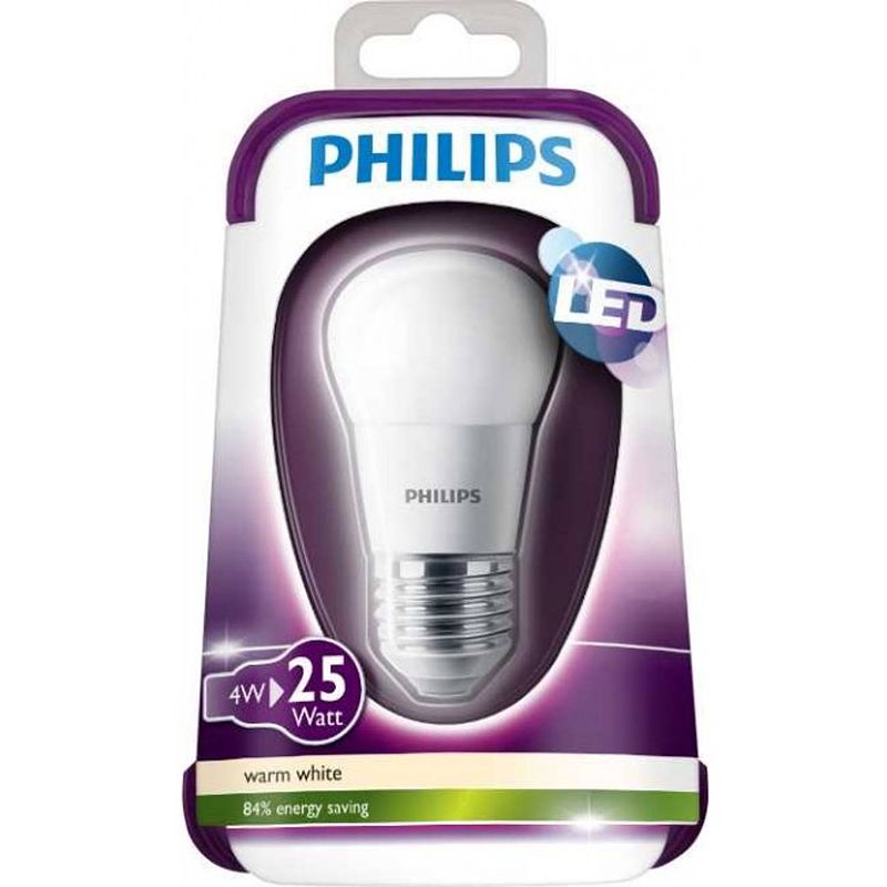 Foto van Philips led kogellamp 4w e27 25w warm wit mat