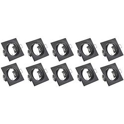 Foto van Spot armatuur 10 pack - trion - gu10 fitting - inbouw vierkant - mat zwart aluminium - kantelbaar 80mm