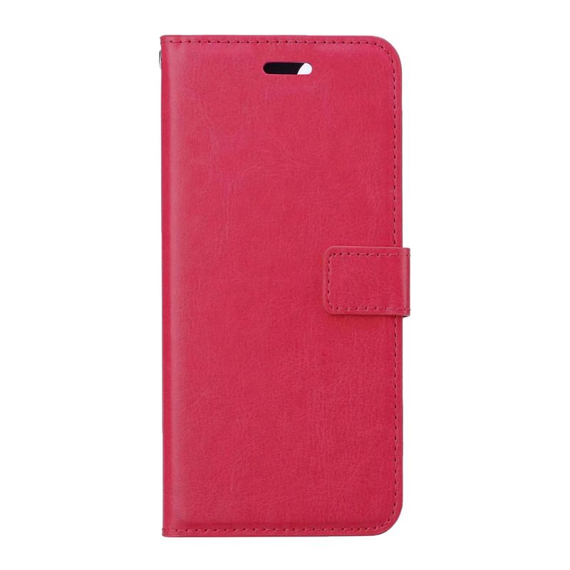 Foto van Basey iphone 15 pro max hoesje bookcase hoes flip case book cover - iphone 15 pro max hoes book case hoesje - donkerroze