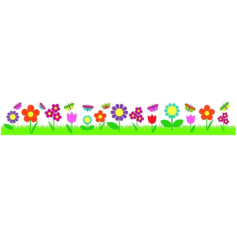 Foto van Kids decor muurdecoratie border flowers junior