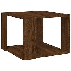 Foto van The living store salontafel bruineiken - bewerkt hout - 40x40x30 cm - opbergschap - multifunctioneel