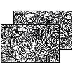 Foto van Set van 6x stuks placemats jungle zwart pvc 45 x 30 cm - placemats