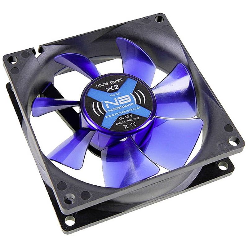 Foto van Noiseblocker blacksilent fan x2 pc-ventilator zwart (b x h x d) 80 x 80 x 25 mm