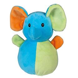 Foto van Happy people knuffelrammelaar olifant 15 cm pluche blauw/groen