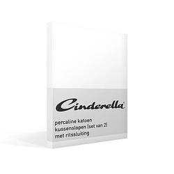 Foto van Cinderella basic percaline katoen kussenslopen (set van 2) - 100% percaline katoen - 40x80 cm - white
