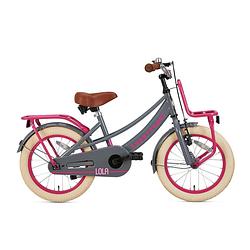 Foto van Supersuper meisjesfiets lola 16 inch 25,4 cm meisjes terugtraprem roze/grijs