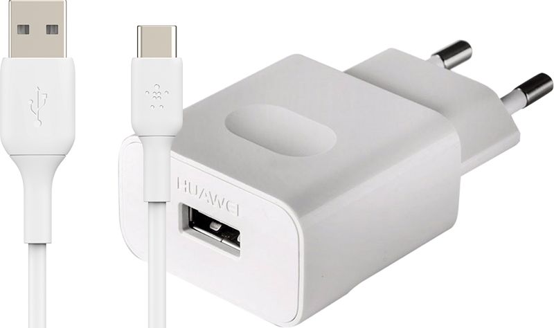 Foto van Huawei quick charge oplader 18w + usb c kabel kunststof 2m wit