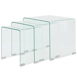 Foto van Vidaxl bijzettafel set 3-dlg transparant gehard glas