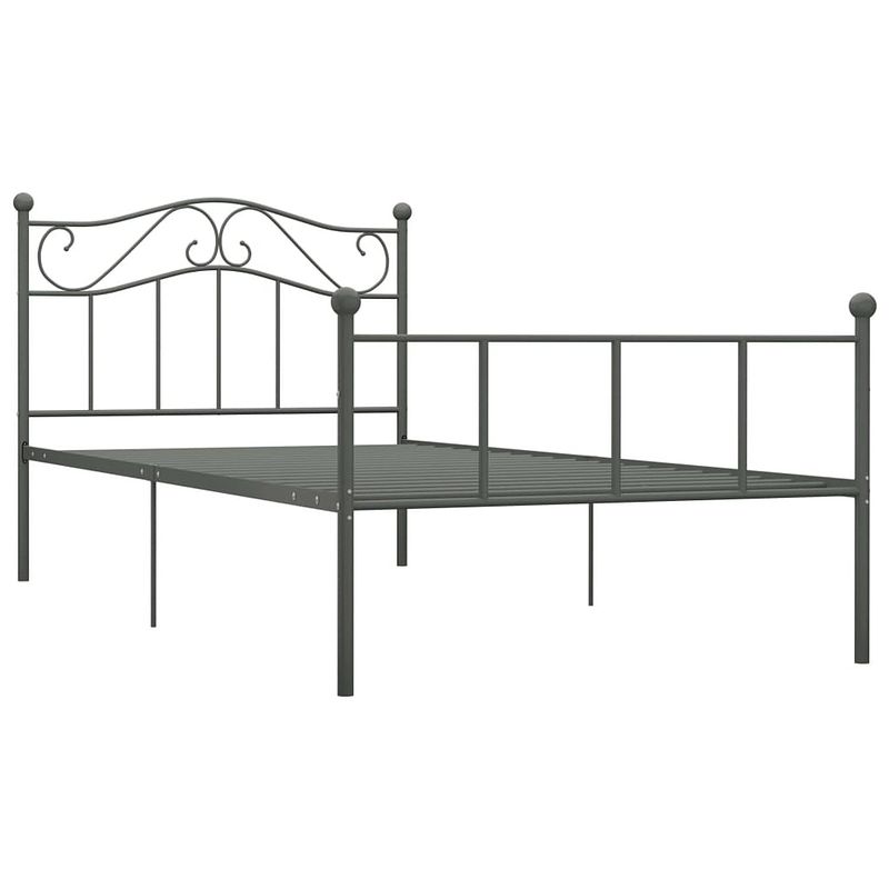 Foto van The living store metalen bedframe - grijs - 208 x 97.5 x 95 cm - 90 x 200 cm - montage vereist