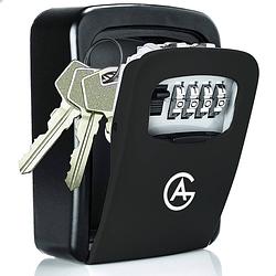 Foto van Ag sleutelkluis - zwart - sleutelkast - kluisje met cijferslot voor buiten en binnen - 4-cijferige code sleutelkluisje s
