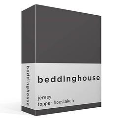 Foto van Beddinghouse jersey topper hoeslaken - 100% gebreide jersey katoen - lits-jumeaux (180x200/220 cm) - anthracite