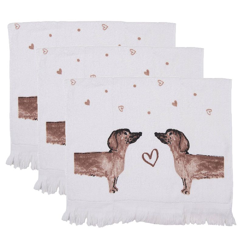 Foto van Haes deco - set van 3 gastendoeken - 40x66 cm - 100% katoen - dachshund love