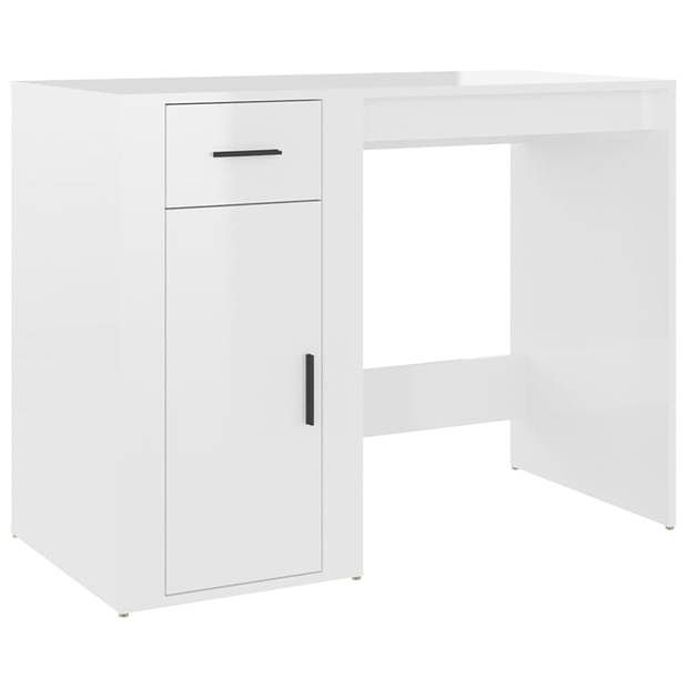 Foto van Vidaxl bureau 100x49x75 cm bewerkt hout hoogglans wit