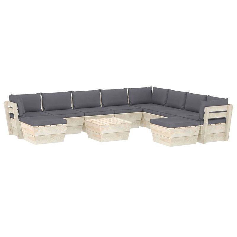 Foto van Vidaxl 11-delige loungeset met kussens pallet vurenhout