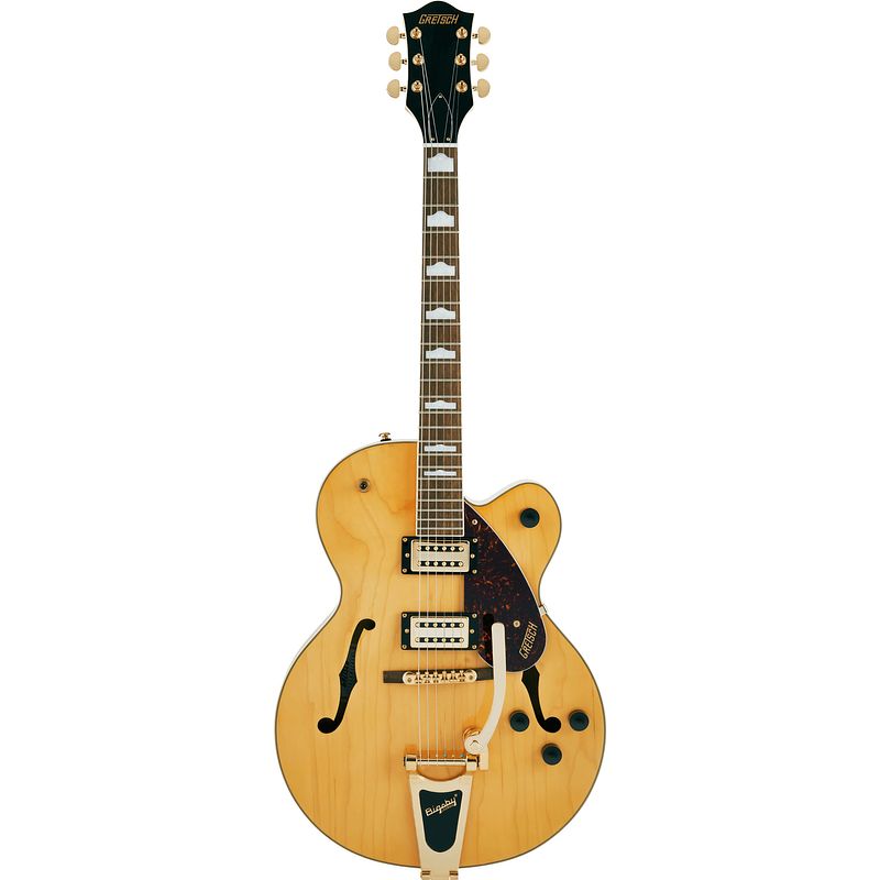 Foto van Gretsch g2410tg streamliner hollowbody sc village amber semi-akoestische gitaar