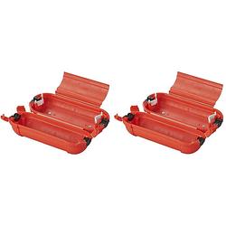 Foto van 2x stekkersafes / veiligheidsboxen stekkerverbindingen ip44 kunststof rood 21 x 8 x 8,5 cm - stekkersafe
