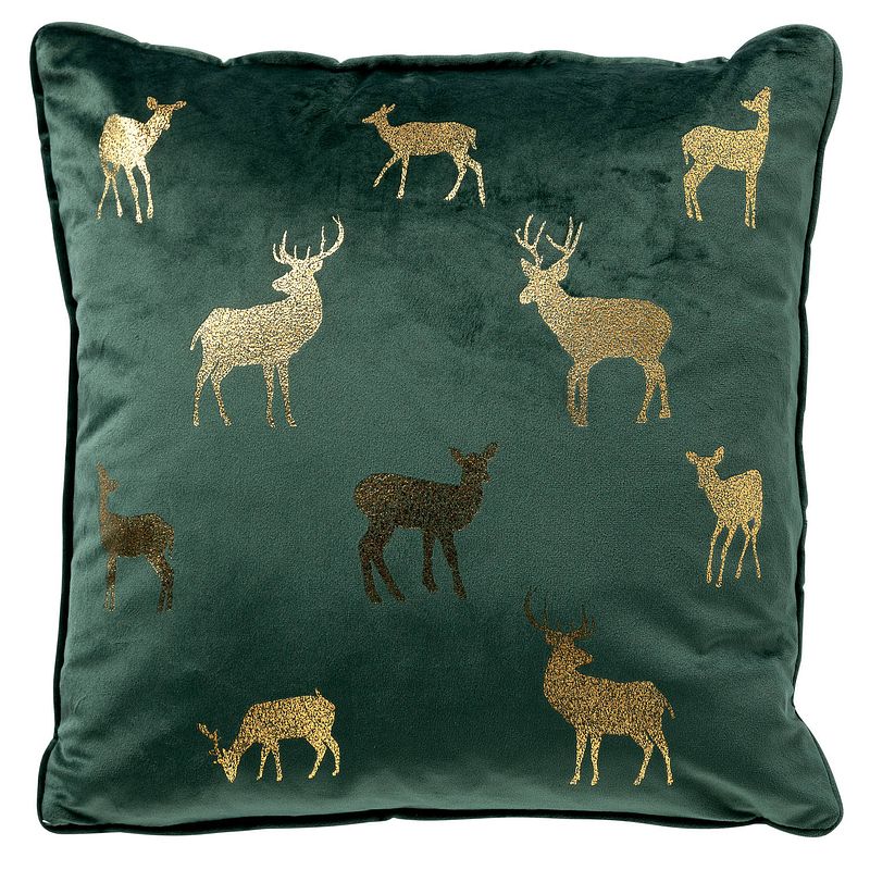 Foto van Deer - sierkussen 45x45 groen - kerst decoratie - velvet