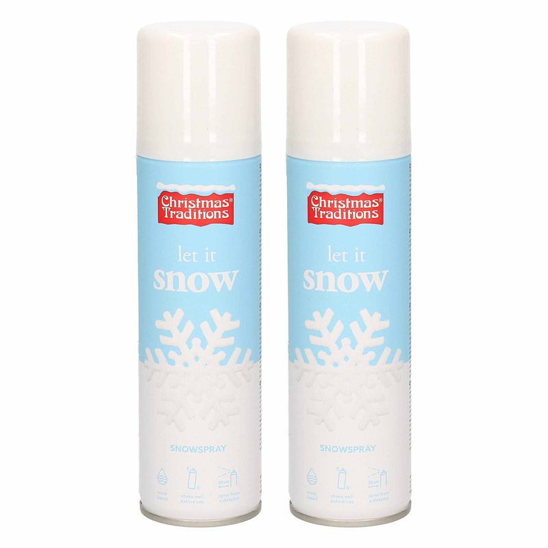 Foto van 2x sneeuwspray/spuitsneeuw bussen 150 ml - decoratiesneeuw