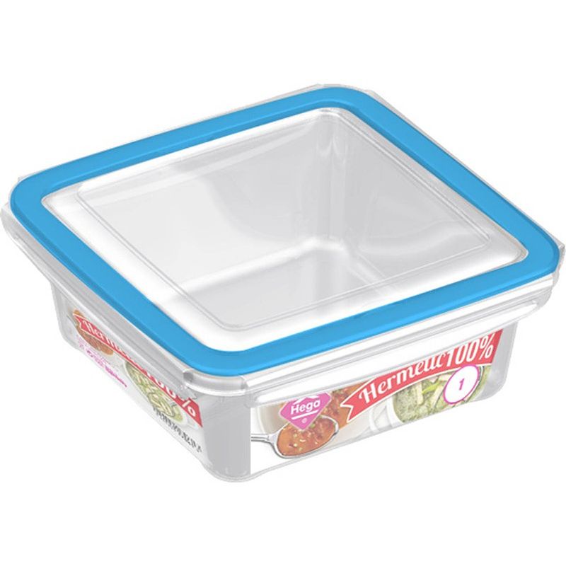 Foto van 3x voorraad/vershoudbakjes 1 liter transparant/blauw plastic - vershoudbakjes