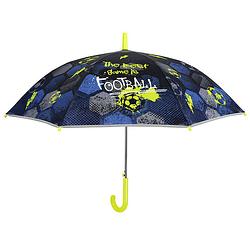 Foto van Perletti paraplu football jongens 85 cm fiberglass blauw/grijs