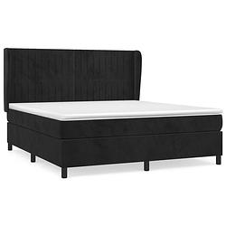 Foto van The living store boxspring bed - zwart fluweel - pocketvering - middelharde ondersteuning - huidvriendelijk