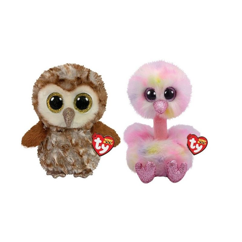 Foto van Ty - knuffel - beanie buddy - percy owl & avery ostrich