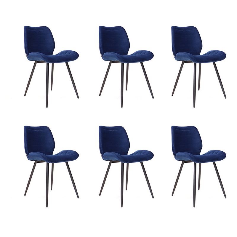 Foto van Bronx71 velvet eetkamerstoel toby donkerblauw - eetkamerstoelen set van 6.