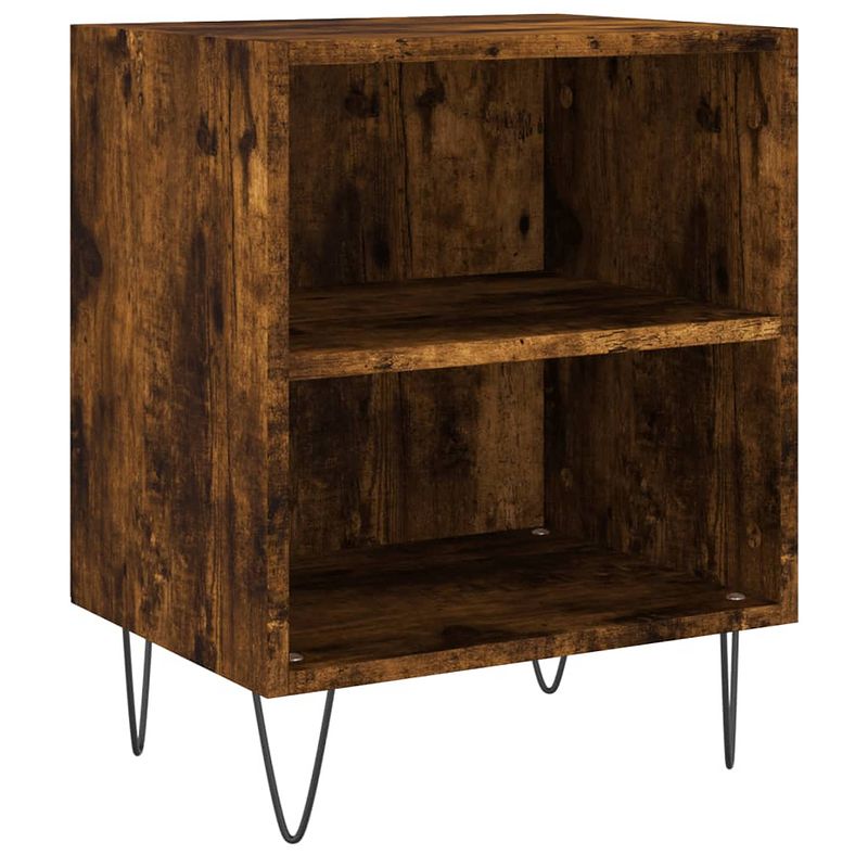 Foto van The living store nachtkastje smoked oak - bewerkt hout - 40 x 30 x 50 cm - veel opbergruimte