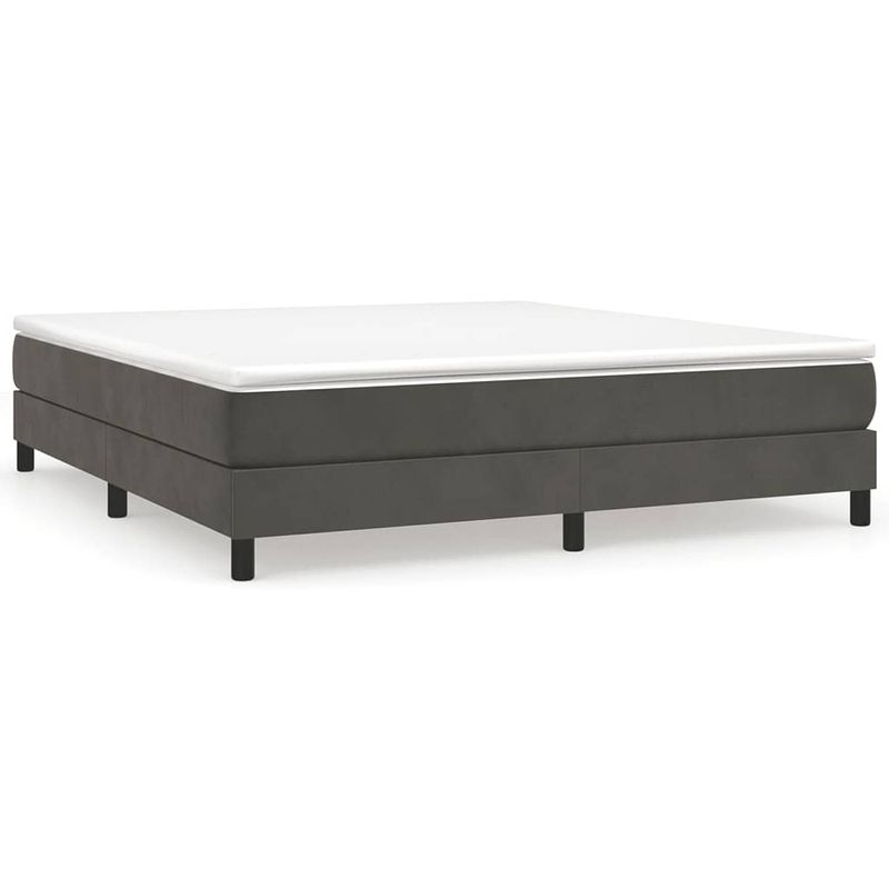 Foto van The living store boxspringbed donkergrijs fluweel pocketvering 180x200 - middelhard