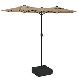 Foto van The living store dubbele parasol - taupe en donkergrijs - 316x145x240 cm - uv-beschermend polyester - sterk frame -