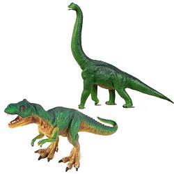 Foto van Setje van 2x stuks speelgoed dinosaurussen figuren 18 en 23 cm - speelfiguren
