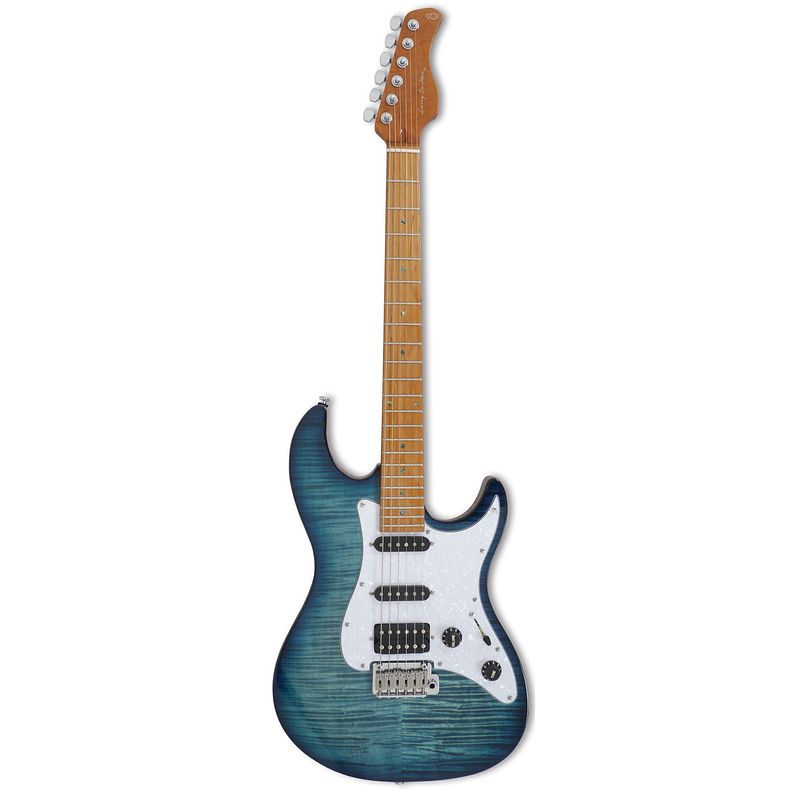 Foto van Sire larry carlton s7 flamed maple transparent blue elektrische gitaar