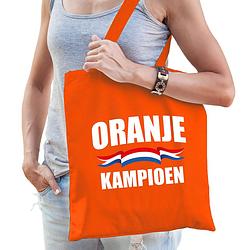 Foto van Oranje kampioen supporter cadeau tas oranje voor dames en heren - feest boodschappentassen