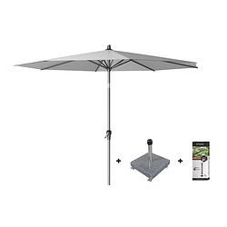 Foto van Platinum riva stokparasol 3 m. rond - light grey met voet en hoes