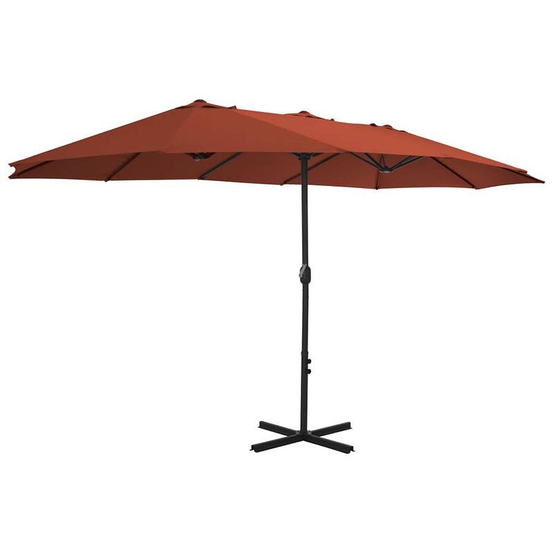 Foto van The living store parasol terracotta - 460x270x246cm - uv-beschermend polyester - stevige kruisvoet - aluminium paal