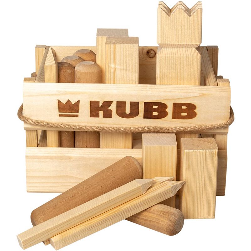 Foto van Tactic buitenspel kubb junior 23 x 15 cm hout geel 22-delig