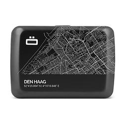 Foto van Ogon designs stockholm v2 rfid creditcardhouder - v2.0 smart case - aluminium - zwart - city map - den haag