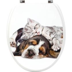 Foto van Gebor - toiletbril - toiletzitting - wc-bril - hond en kat - kitten - rvs-scharnieren - roestvrijstaal - mdf -