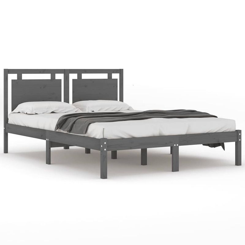 Foto van Vidaxl bedframe massief hout grijs 140x190 cm