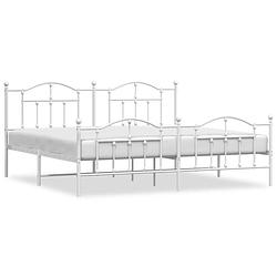 Foto van Vidaxl bedframe met hoofd- en voeteneinde metaal wit 200x200 cm