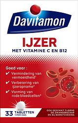 Foto van Davitamon ijzer met vitamine c en b12 tabletten