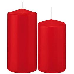 Foto van Stompkaarsen set van 4x stuks rood 12 en 15 cm - stompkaarsen