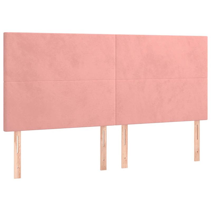 Foto van The living store the living store klassiek hoofdbord - 160 x 118/128 cm - roze fluweel