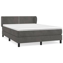 Foto van The living store boxspringbed - fluwelen - donkergrijs - 193x147x78/88 cm - pocketvering