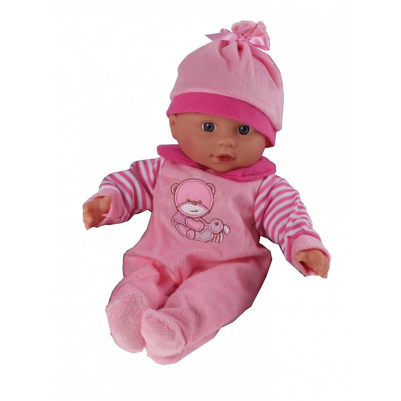 Foto van Johntoy babypop baby rose 30 cm strepen roze