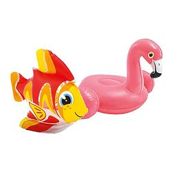 Foto van Intex kleine opblaas dieren zwembad setje flamingo/vis 25 cm - opblaasspeelgoed