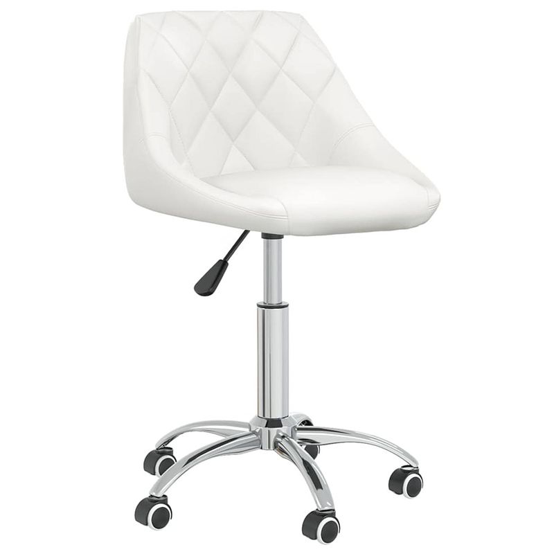 Foto van The living store eetkamerstoelen - draaibaar - wit - 46 x 44 x (67.5-79) cm - verchroomd staal en kunstleer