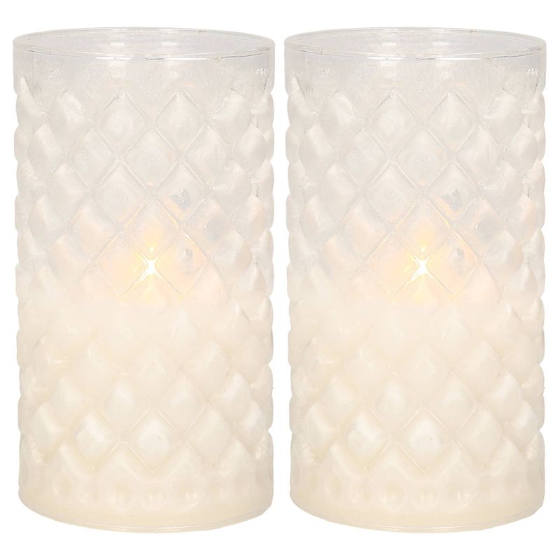 Foto van 2x stuks luxe led kaarsen in glas d7,5 x h12,5 cm - led kaarsen